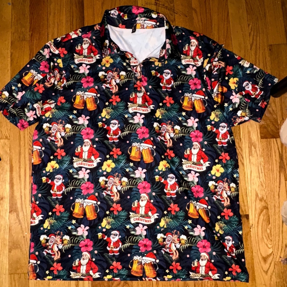 Casual Christmas / Hawaiian golf shirt Black and Red Button Down Shirt